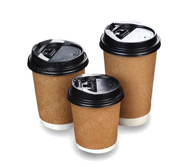 双层中空杯——牛皮纸双层隔热奶茶杯打包外带杯配盖子